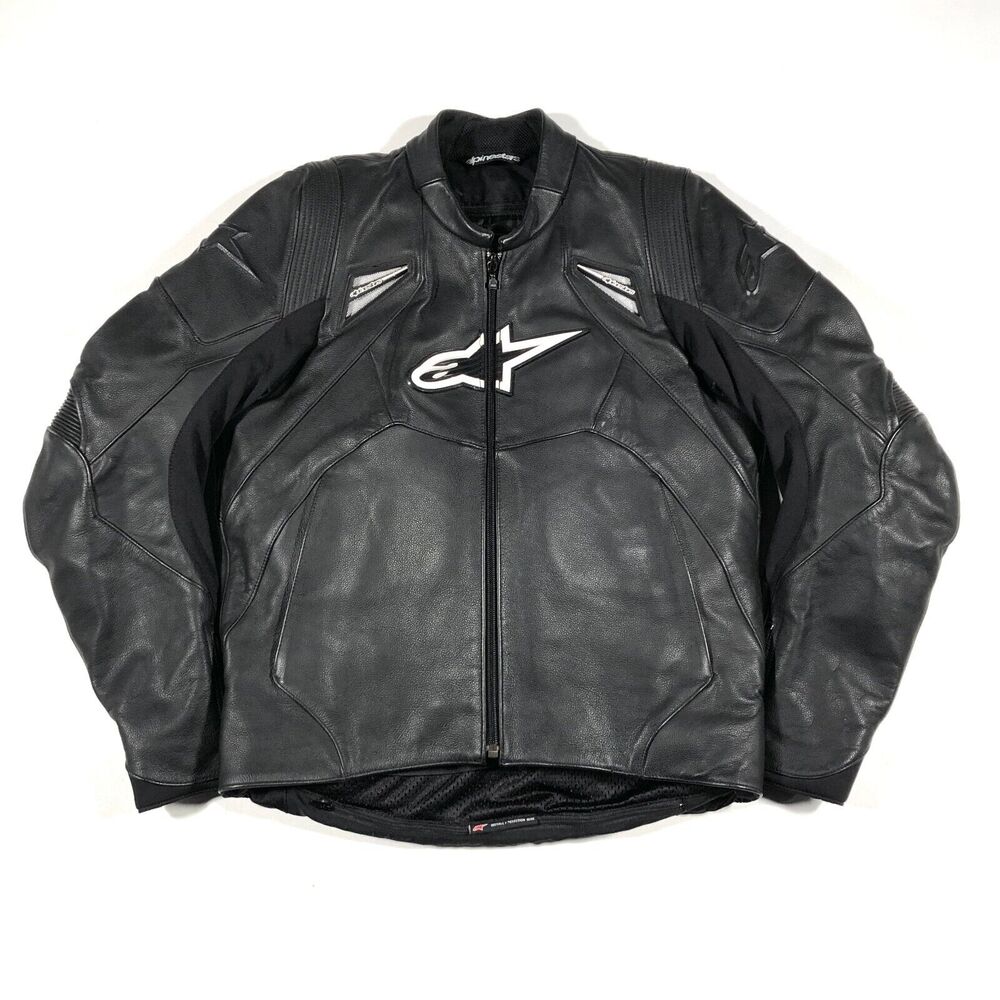 Alpinestars Black Leather Moto Jacket size US 40 Euro 50 motorcycle B34